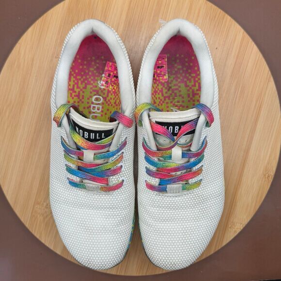 Nobull Outwork Unisex White Neon Glitch M-7 W-8.5 Superfabric Trainer - Picture 9 of 10